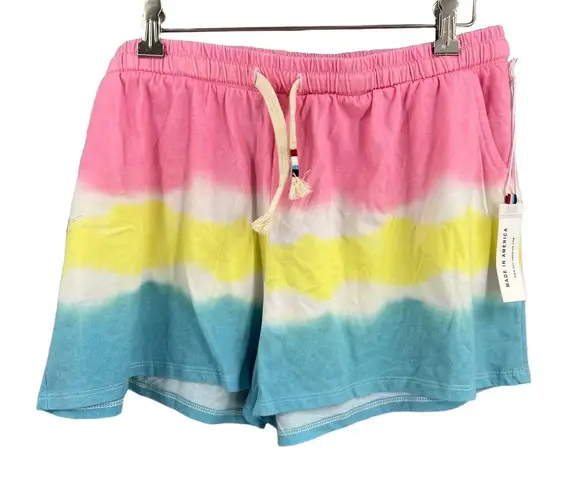 Sol Angeles Tie Dye Knit Shorts Pastel Pink Blue Pull On Casual Size XL New