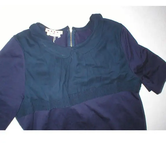 New Womens 10 NWT Dress 46 Designer Marni Italy Dark Blue Navy Cotton Viscose SS