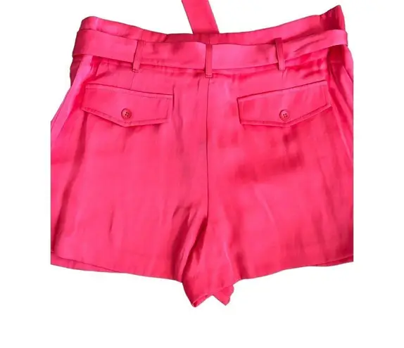 BCBGMAXAZRIA  Silk Red Pleated Front Tie Shorts Women's Small S