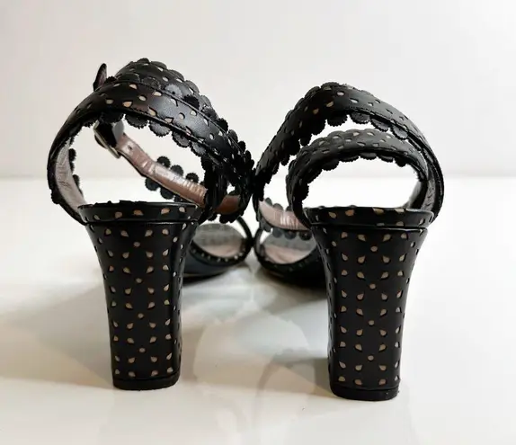 Tabitha Simmons Leticia Perforated Sandals Scalloped Leather Black Women's 38 7