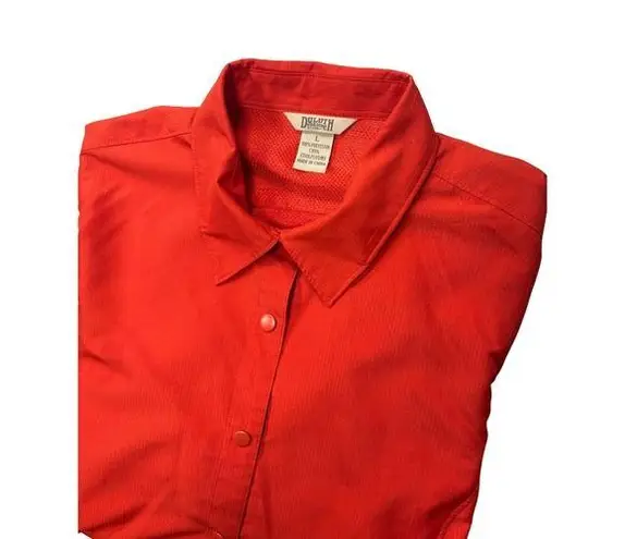 Duluth Trading Women L Long Sleeve Rip Stop Coolplus Shirt Orange Fishing Vented Red Size L
