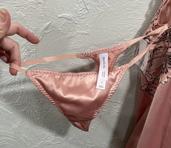 NWT Auden Silky Babydoll Pink Nightie With Thong Size S