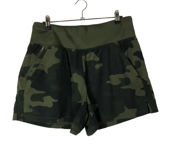 All In Motion  Green Camo High Rise Athletic Shorts M