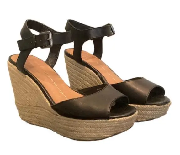 DV by Dolce Vita Nadiyah Espadrille Wedge Sandals Black Size 7.5