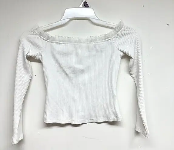 by the way. Women White Off Shoulder Long Sleeve Crop Top Size Small