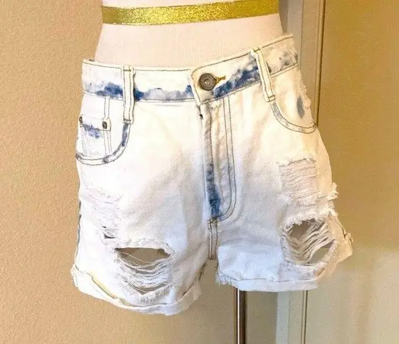 ZARA Distressed Bleached Boyfriend Jean Shorts 100% Cotton Size 2