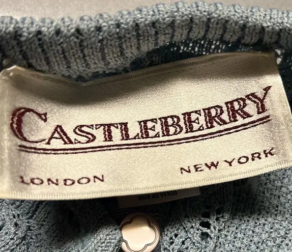 Vintage Blue Castleberry London NY  Cable-Knit Cardigan