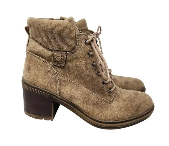 Crown Vintage Charley Ankle Combat Boots Side Zip Lace Up Brown Size 9.5