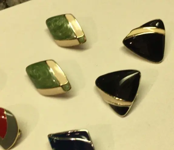 Lot Of 5 Enamel Costume Earrings Vintage