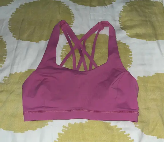 Lululemon Free To Be Serene Sports Bra Size 4 Pink Blossom Gold Logo