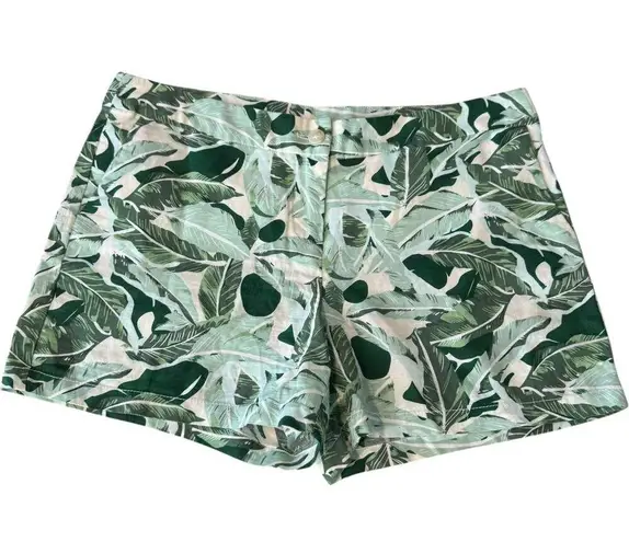 Saint Tropez West Tropical Stylish Green Leaf Print Shorts Women's Size 10
