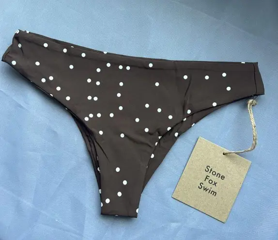 Free People NWT Stone Fox Swim x  Roca Bottom Terra Dot Brown Polka Dot Low Rise