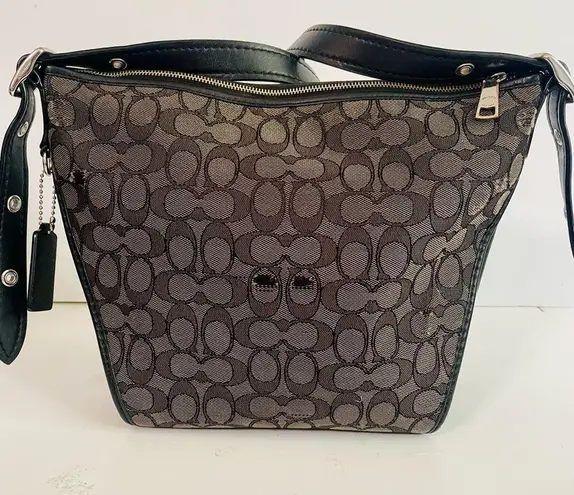 Coach  Black Logo Fabric Crossbody Purse