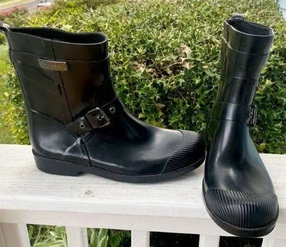 Coach  Black Short Rain Boots with Buckles Size 8