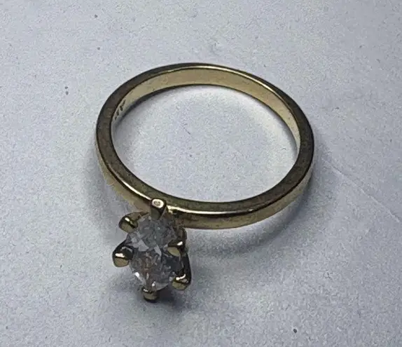 Vtg NV Nevada Silver Mines Gold Tone Marquise CZ Ring size 7