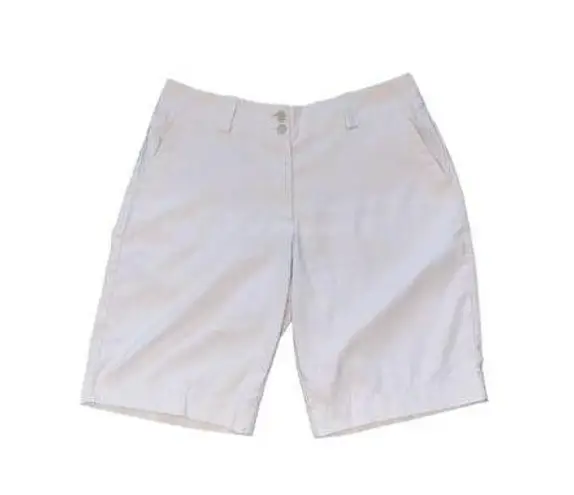 Nike Golf Dri Fit Womens Flat Front Khaki Tan Shorts Size 8 Casual Simple Active