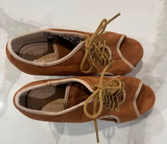 Modern Rush Senja Faux Suede Platform Laceup Wedge Heel Womens7.5 Tan Sandal y2k Size 7.5