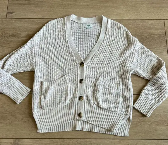 Aerie Chunky Knit Button Front Boyfriend Cardigan Oatmeal Women's Small