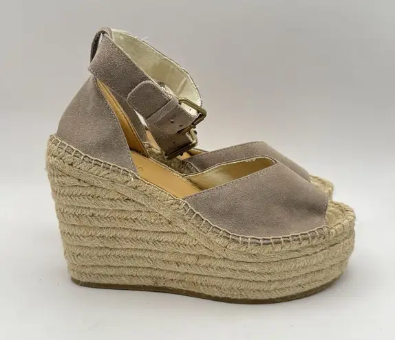 Soludos Positano Suede Platform Wedge Sandal Size 6 Brown Tan New