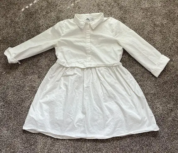 English Factory White Button Down Mini Dress Collar 3/4 Sleeves Size Medium