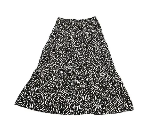 Nine West  Maxi Skirt Women's Size Large Geometric Tiered Black White NEW