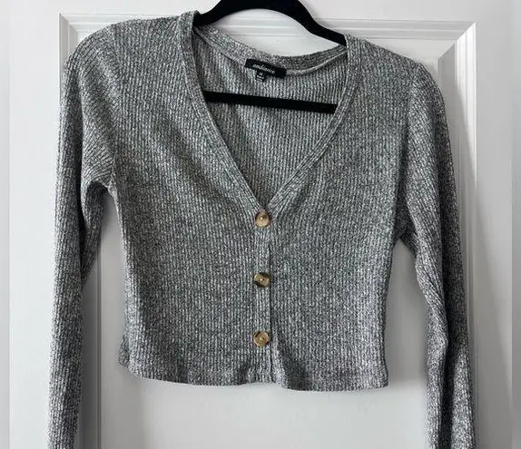 Women grey knitted sweater shirt Gray Size M