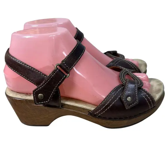 Dansko Sara Brown Leather Strappy Chunky Heel Sandals 9827027000 Size EU 37 US 7