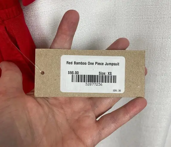 ALBION FIT Red The Merry Bamboo Long Sleeve Jumpsuit Sz.XS NWT