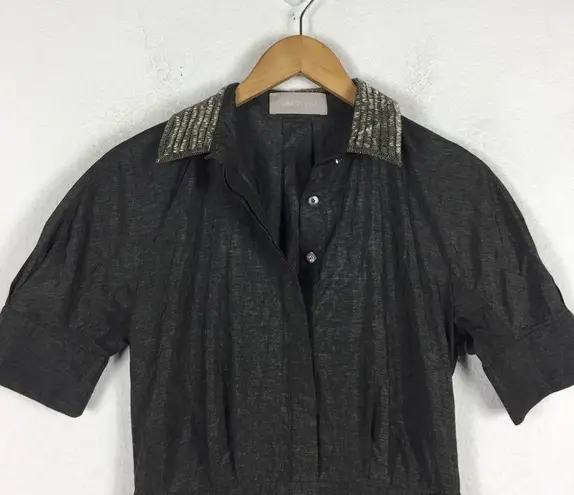 Jason Wu Designer Nylon Stretch Beaded Collar Fit & Flare Mini Dress Size 6