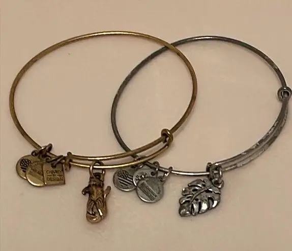 ALEX AND ANI Set of 2  Bracelets Otter and Palm Leaf