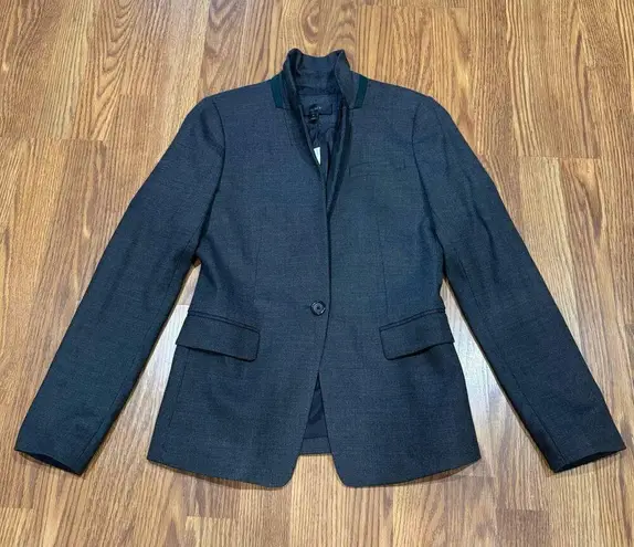 J.Crew  gray blazer with green detail wool flannel size 6