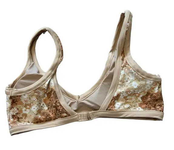 Aerie  scoop Floral Nude tan bra size X-Large