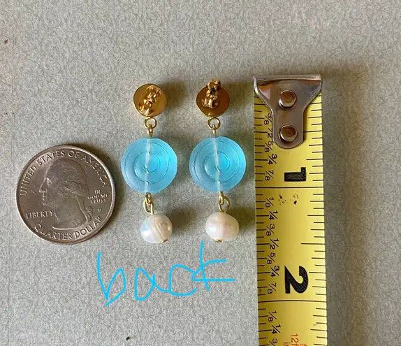 Handmade quality Czech glass beads snail shell & natural baroque freshwater peals dangle earrings 🌀💕