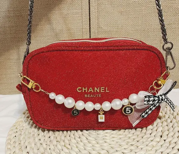 Chanel Makeup Cosmetic Case Purse Pouch Shoulder Bag - Image 1