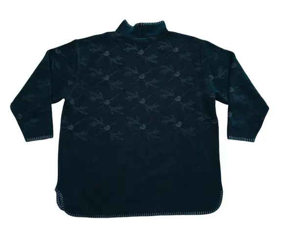 Vintage Wildlife Bird Pine Spring Fleece Sweater Pullover Large Green