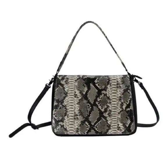 Alligator Print Genie Shoulder Bag with Reversible Flap
