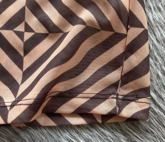 ZARA trippy design sheer top in brown