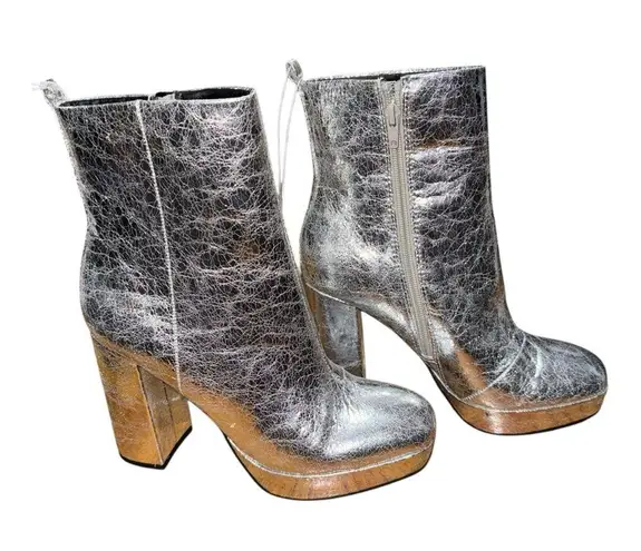 Report Silver Chunky Heeled Boots Size 8