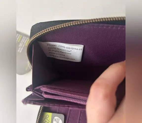 Travelon Black Nylon Zip Around Long Wallet RFID Protected