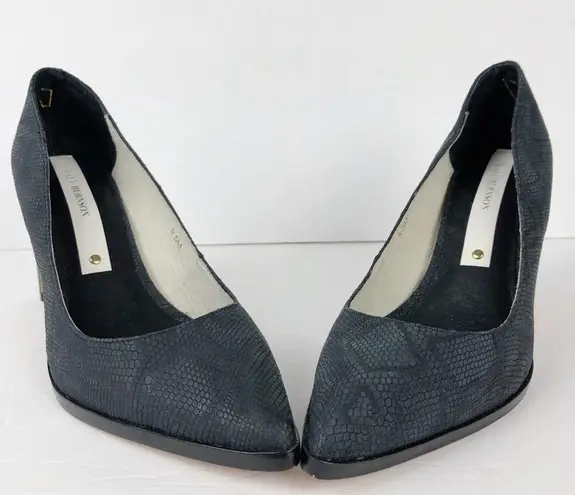 Matt Bernson Python Snake Embossed Pointy Toe Heels Pump Black charcoal 9.5