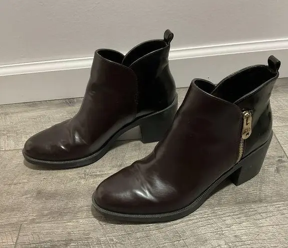 ZARA Trafaluc Black Brown Zippered Ankle Boots Size 40