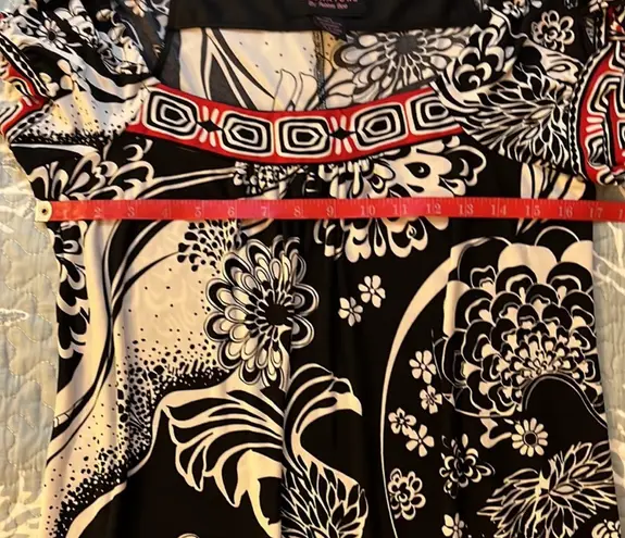 Robbie Bee SIGNATURE White/Red/Black Shift Boho Peasant Dress shift boho peasant