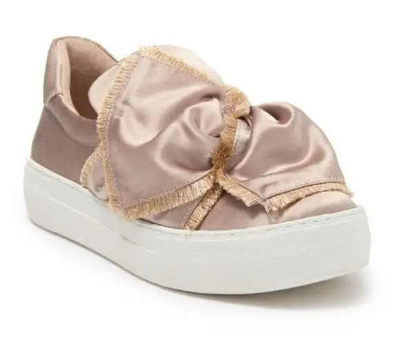 J Slides Azzura Satin Slip On Sneakers in Champagne Gold Size 8