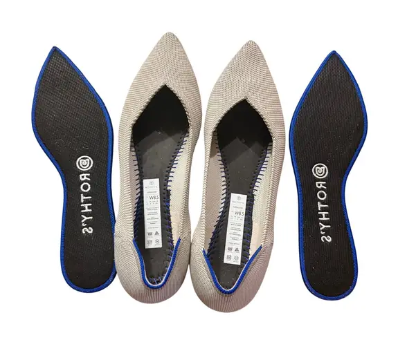 Rothy's The Point Flats Light Grey Knit Women's Size 8.5 Comfort EUC Rare Work