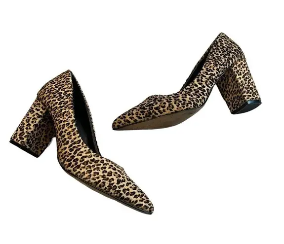 EXPRESS  Leooard Calf Hair Block Heel Pumps, Sz 7