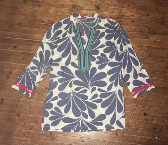 Boden water droplet India style boho ethereal tunic Blue Size 2 - Image 1