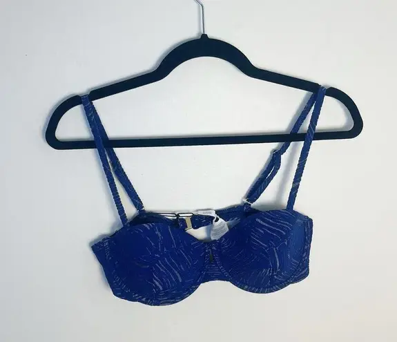ONIA Womens Dalia Textured Bikini Top Blue Size Medium New
