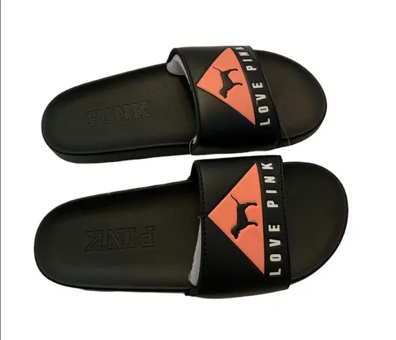 PINK - Victoria's Secret Victoria’s Secret Pink Graphic Love Pink Triangle With Dog Logo Slides.