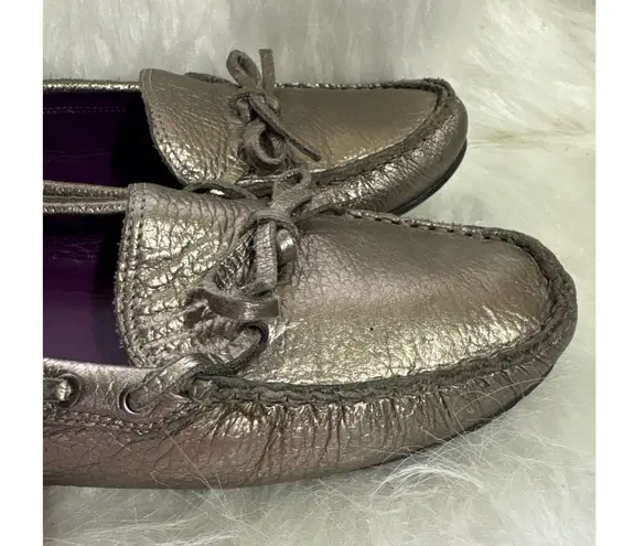 Boden Metallic Bronze Leather Loafers Women's Slip On Driving 40 Brown Size 8.5