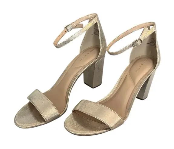 Kelly & Katie Hailee Sandal Womens Size 9M Beige Gold Shimmer 3.5 in Heel NEW